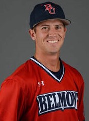 A baseball player wearing a red hat Description automatically generated